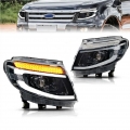 Μπροστινά Φανάρια Set Για Ford Ranger T6 2012-2015 DRL Dynamic Μαύρα Full Led Με Μοτέρ - Headlights - Xenon - Bulbs